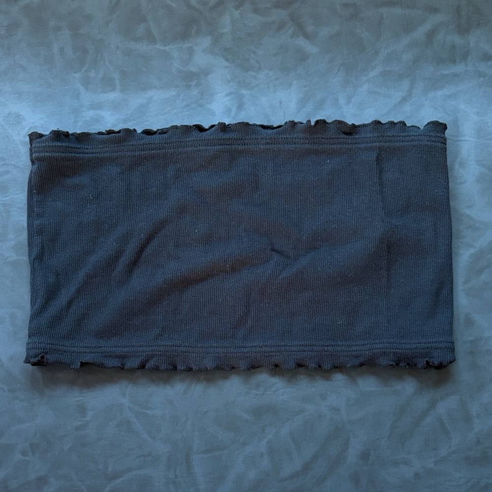 Topshop cotton tube top with lettuce hem size 10